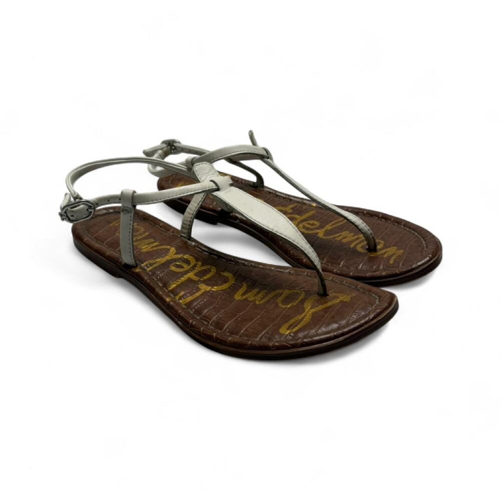 Sam Edelman White & brown thong sandals size 3 perfect casual shoe for summer